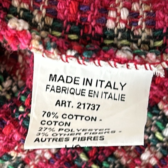 Giorgia Giannini Tweed Vest w Collar, Fringe, Gold Buttons & Pockets Sz Lg Italy - Picture 9 of 14